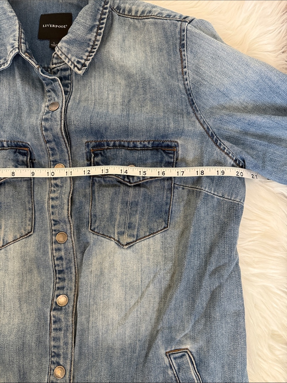 Liverpool Oversized Denim Jacket Size Large 100% Cotton Vintage Wash - Picture 6 of 10